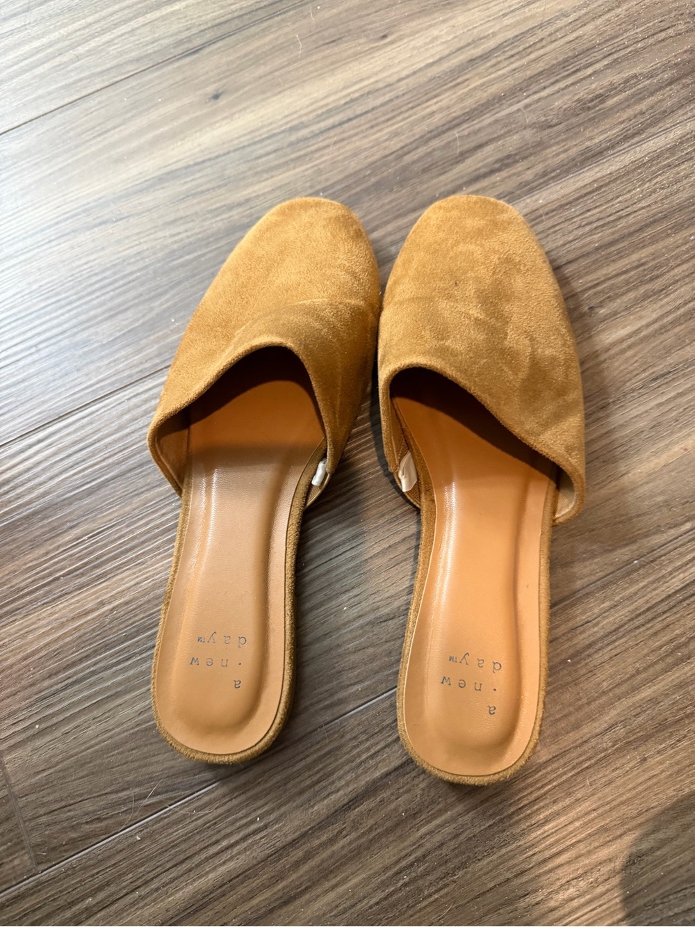 a new day Cognac Suede Slide Mules